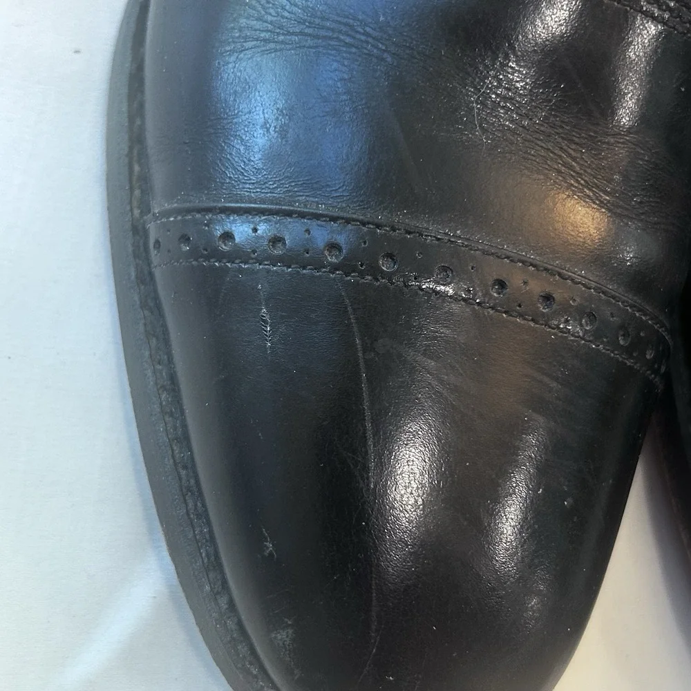 Allen Edmonds Byron Shoes Men  13C Black Cap Toe Leather Oxford  Dress Made USA